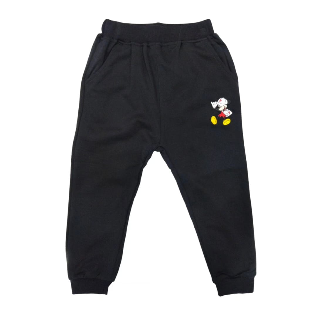 Boys` Black Mickey Mouse Themed Sweatpants