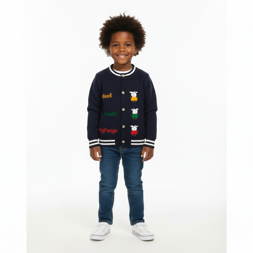 Peppa Pig Boys Cardigan | Button-Down Round Neck 2–6yrs
