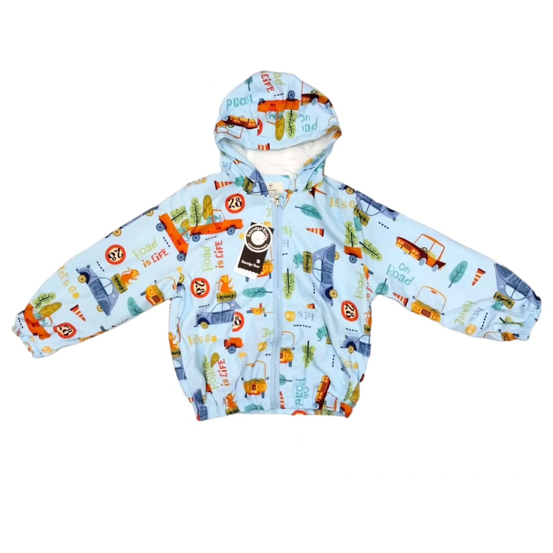 Light Blue Boys cartoon rain jacket