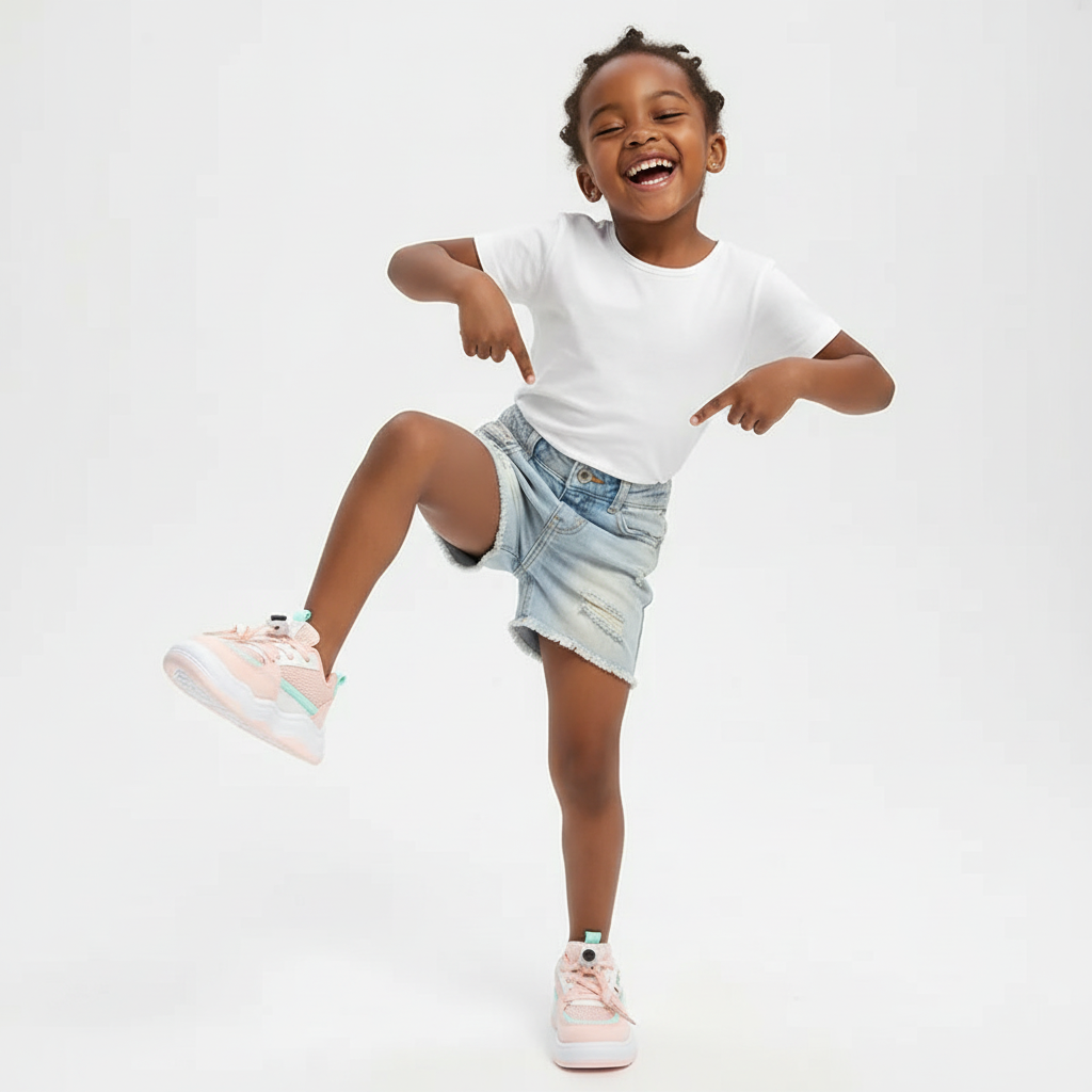 Girls Pink Sneakers Shoes | Casual Lace & Velcro | Sizes 21–24