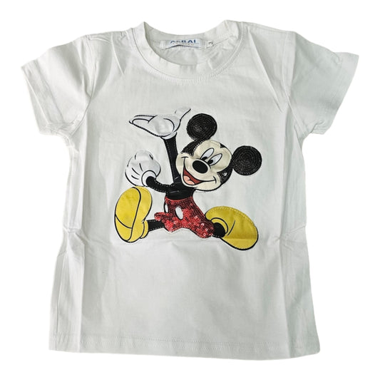 mickey mouse white  Themed Boys Sequin T-shirts