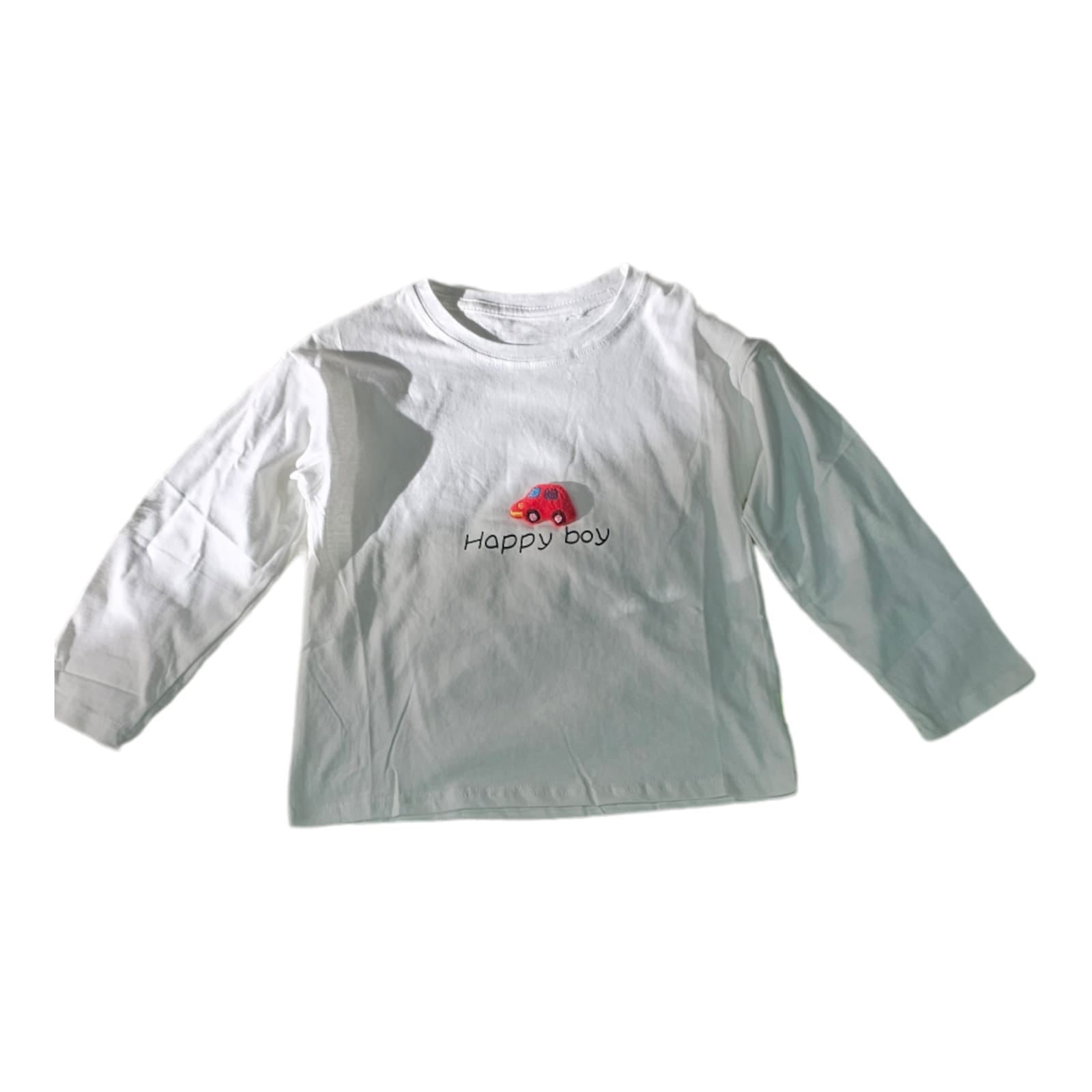 Happy Boy White Long-Sleeved T-Shirts | Sizes 3–8 yrs | Cotton Comfort