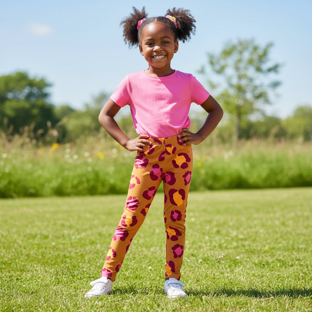 Footprint Print Girls Tights | Ages 7–16 | Soft Stretchy Kids Leggings