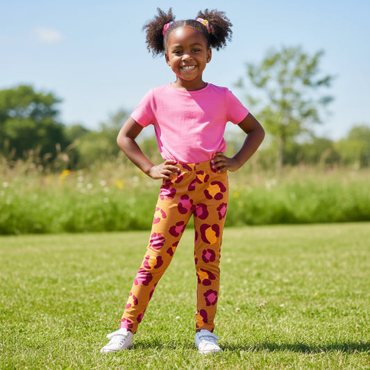Footprint Print Girls Tights | Ages 7–16 | Soft Stretchy Kids Leggings