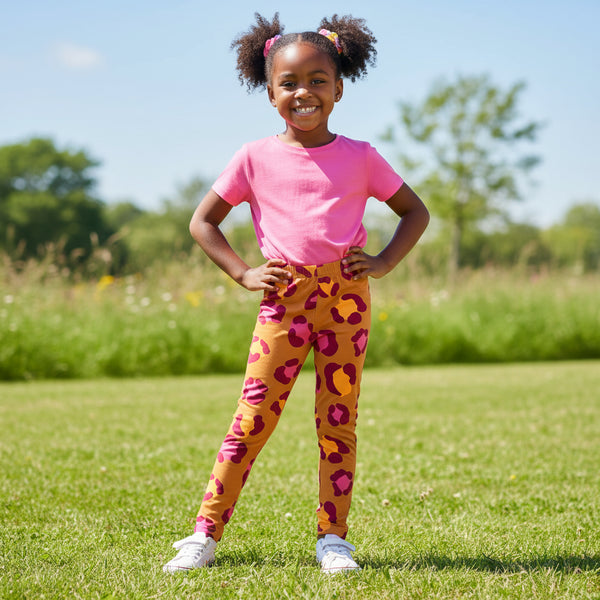 Footprint Print Girls Tights | Ages 7–16 | Soft Stretchy Kids Leggings
