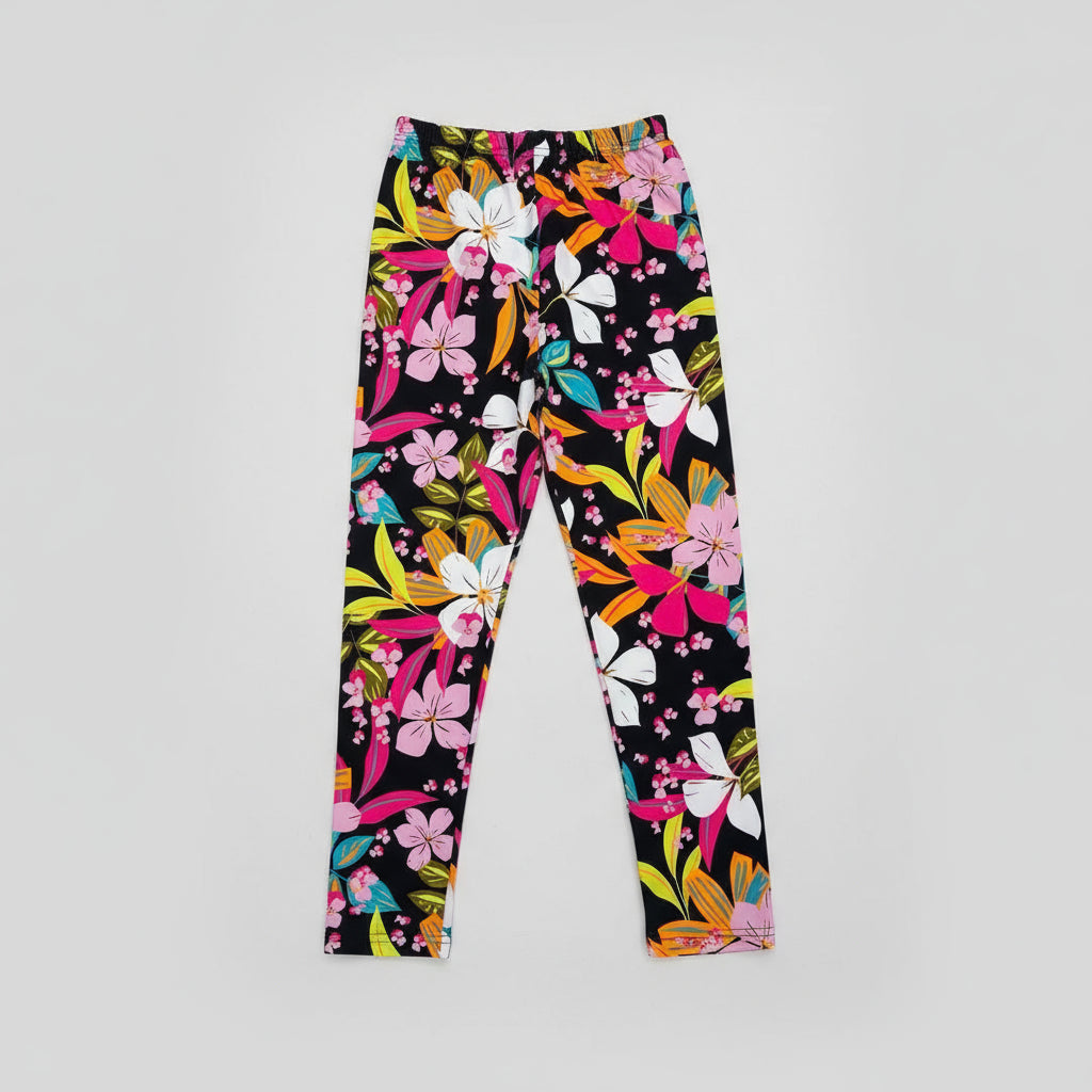 Black Multi Floral Girls Tights | Ages 7–16 | Soft & Stretchy Fit