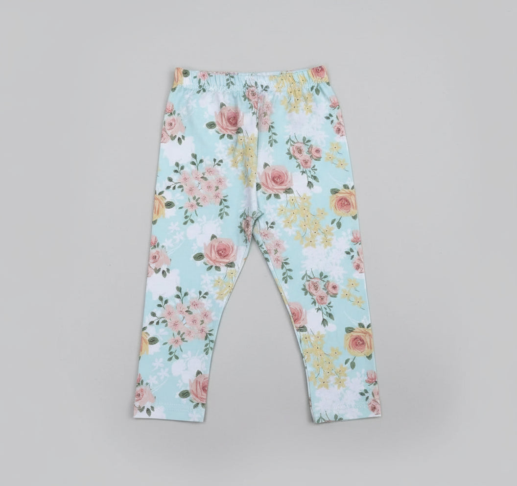 Floral-patterned Leggings Girls Tights | Soft Cotton Blend | Sizes 60–80 (Ages 1–6)