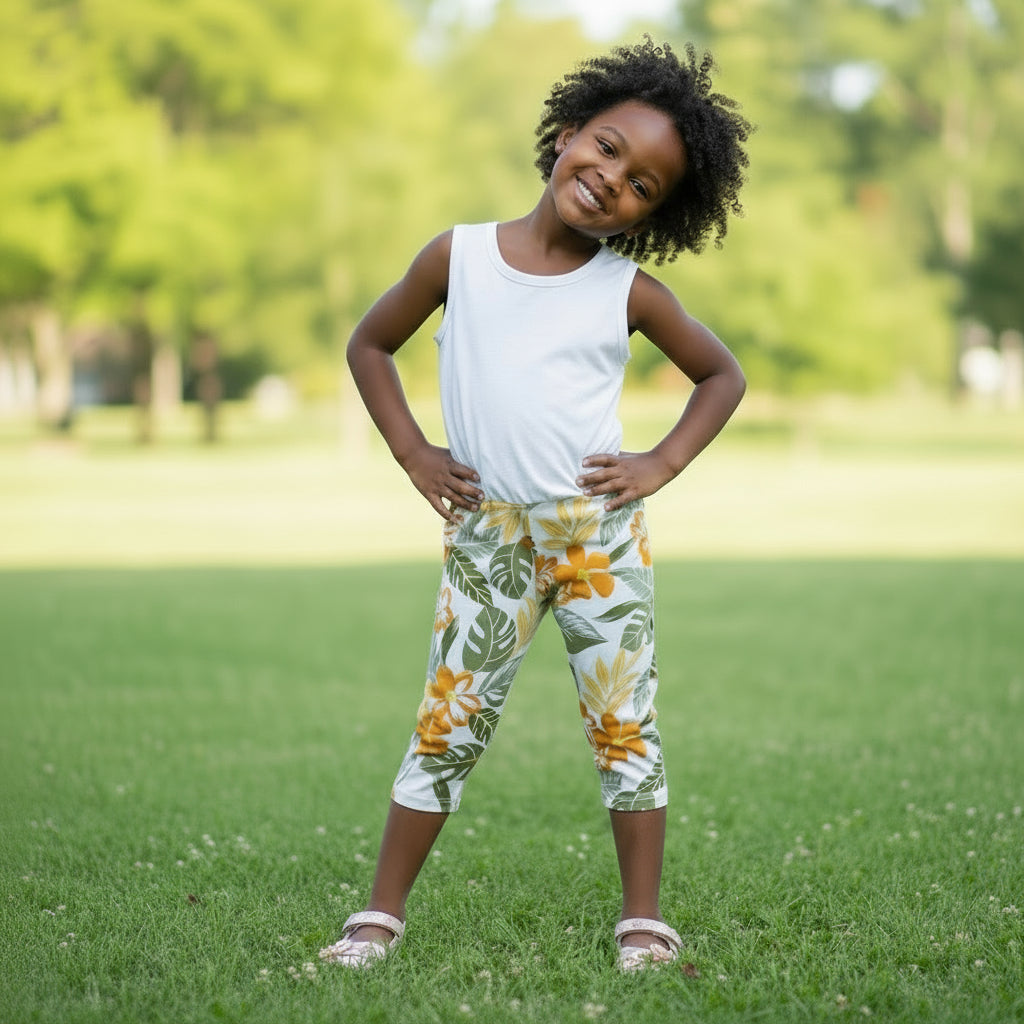 Flower‑Leaf Girls Tights |Soft Cotton Blend | Sizes 60–80 (Ages 1–6)