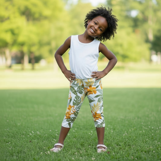 Flower‑Leaf Girls Tights |Soft Cotton Blend | Sizes 60–80 (Ages 1–6)