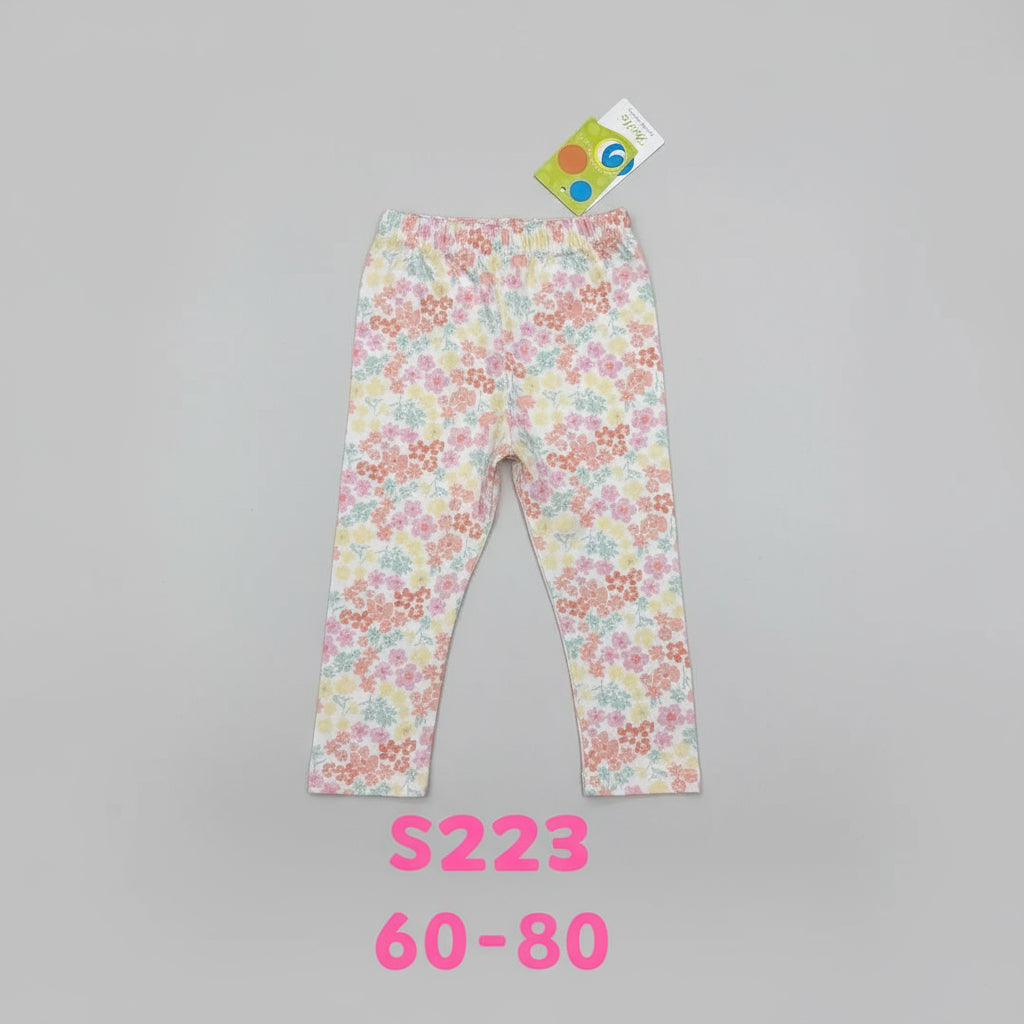 White & Pink Floral Girls Tights | Ages 6M–3Y | Soft Stretch Baby Leggings