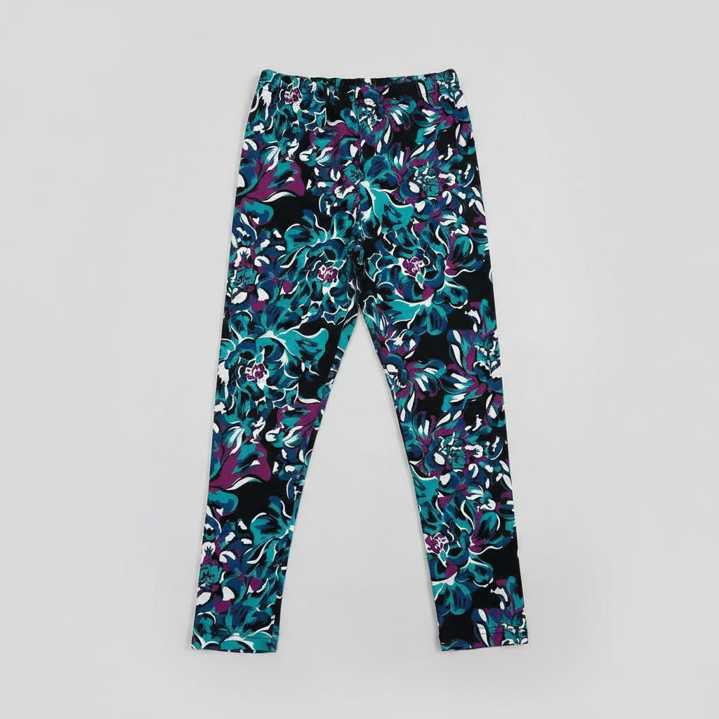 Girls Tropical Floral Leggings | Soft Stretch Pants | Ages 8–14 Years