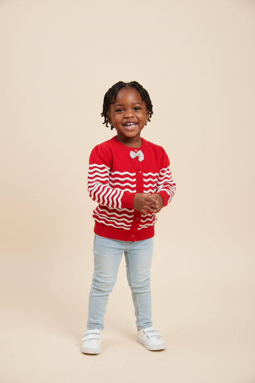 Red stripped long-sleeved sweater