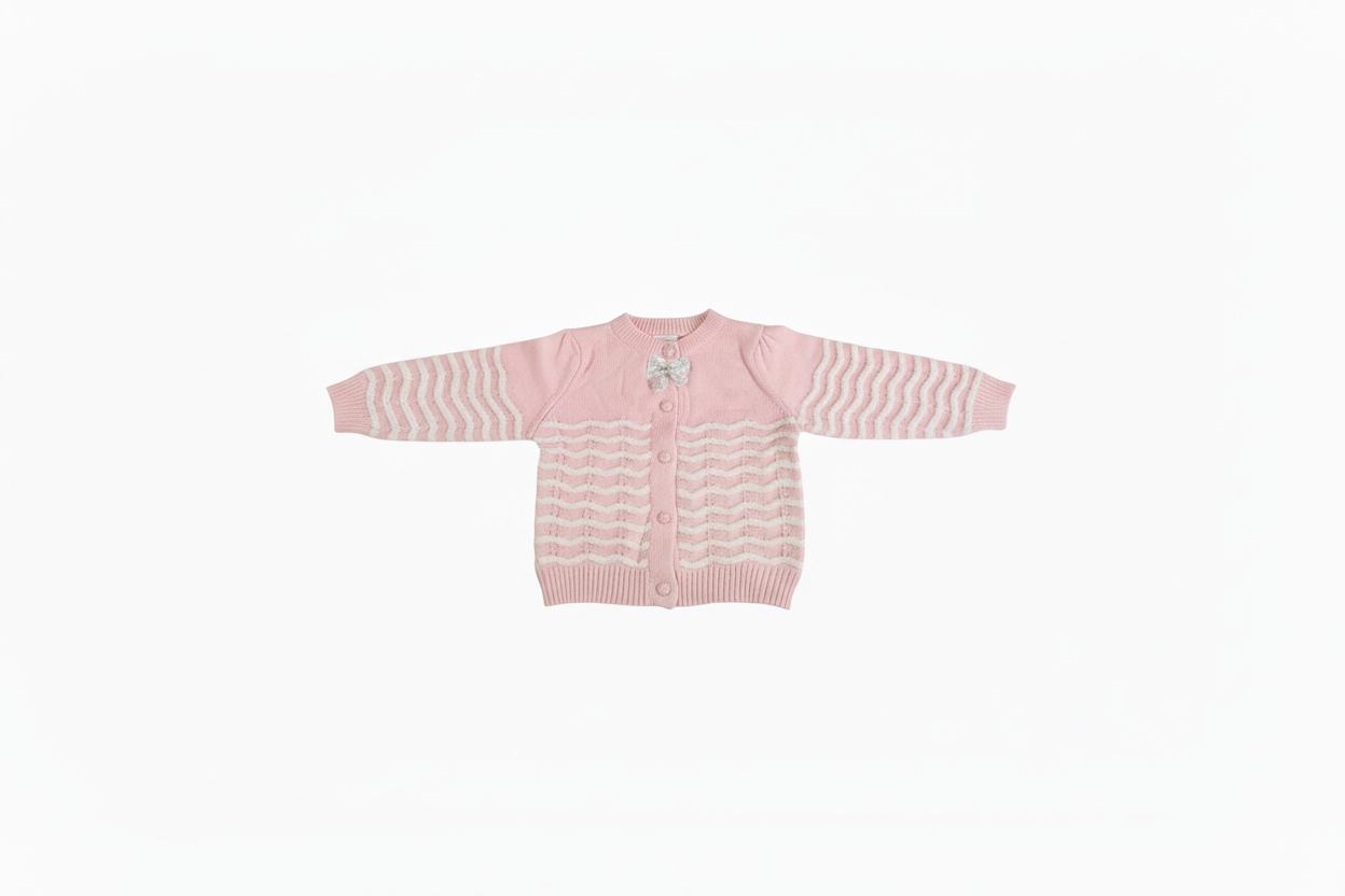 Pink Button-down long-sleeved sweater