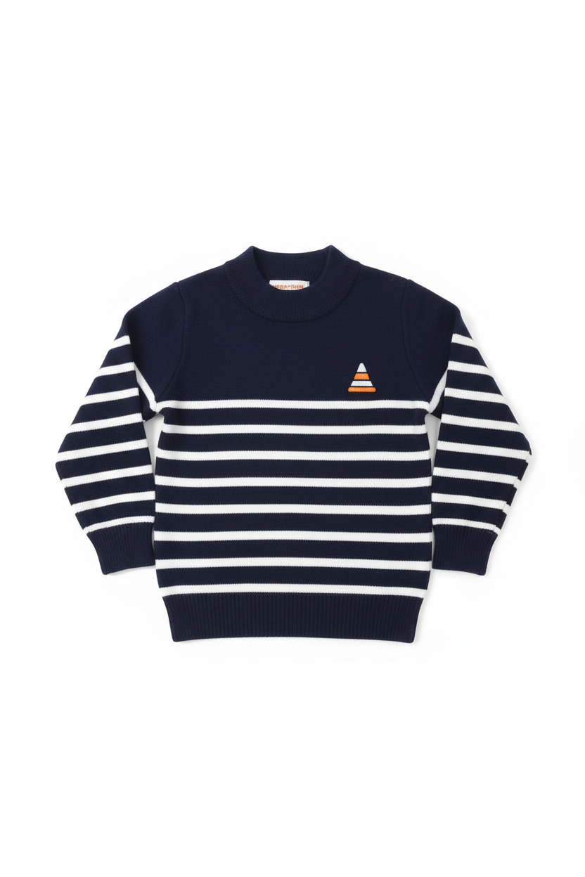 Navy blue long-sleeved sweater