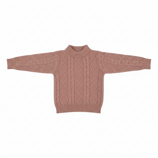 Brown long sleeved knit pattern sweater