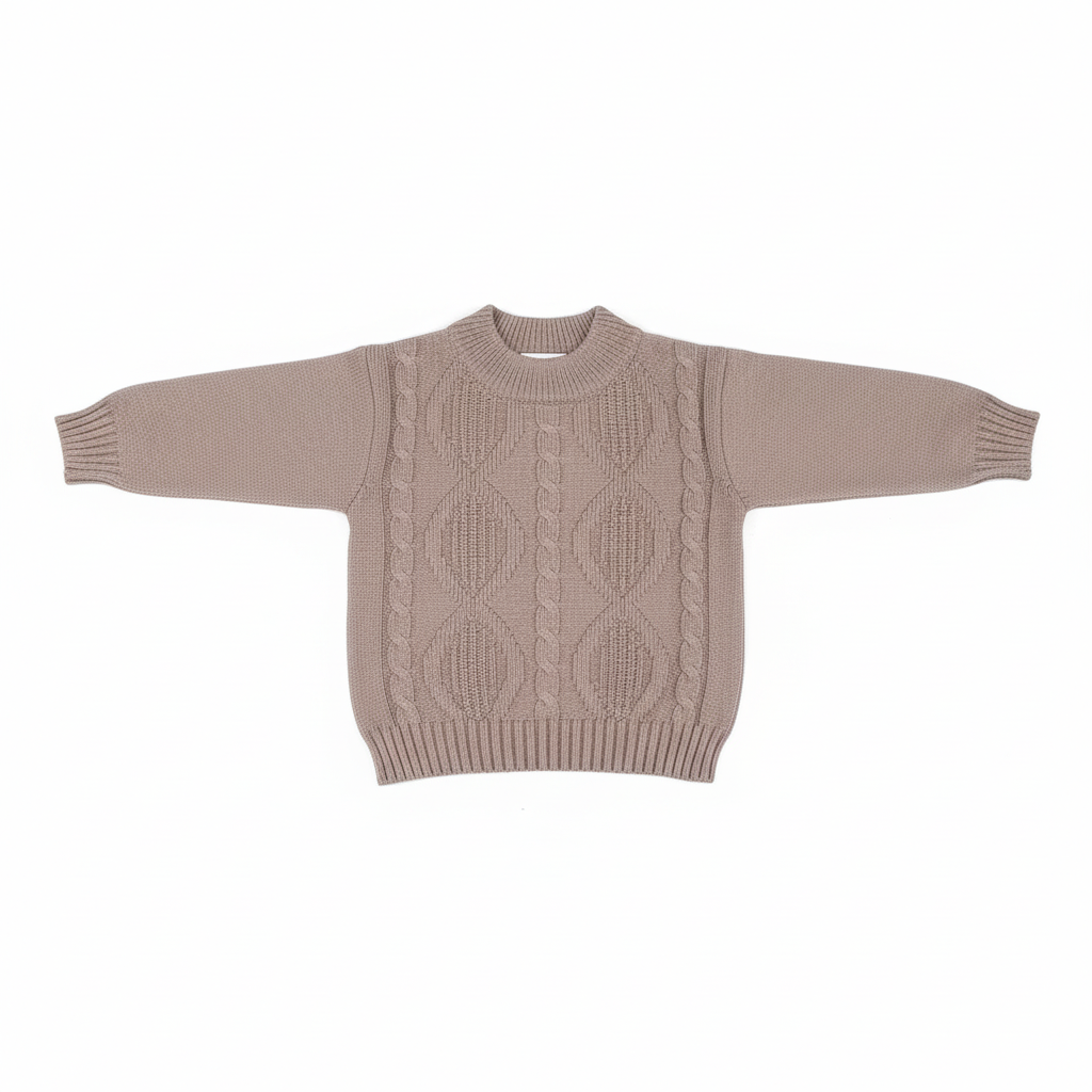 Brown long sleeved knit pattern sweater
