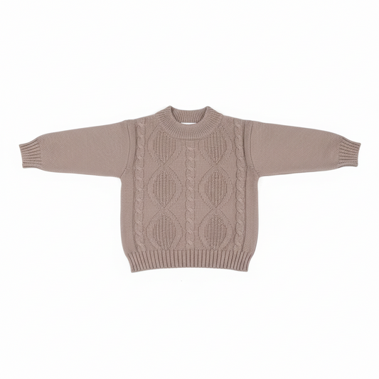 Brown long sleeved knit pattern sweater