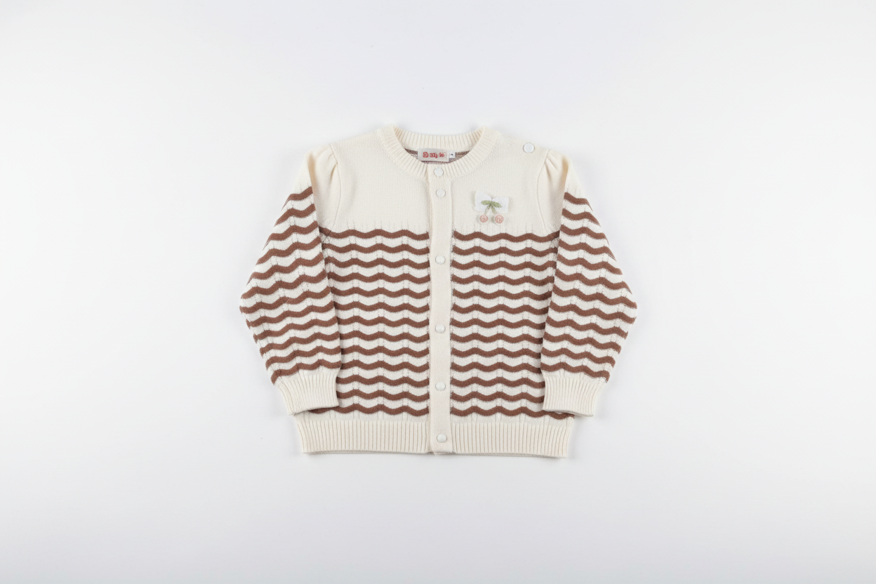 Cream and brown long sleeved sweater