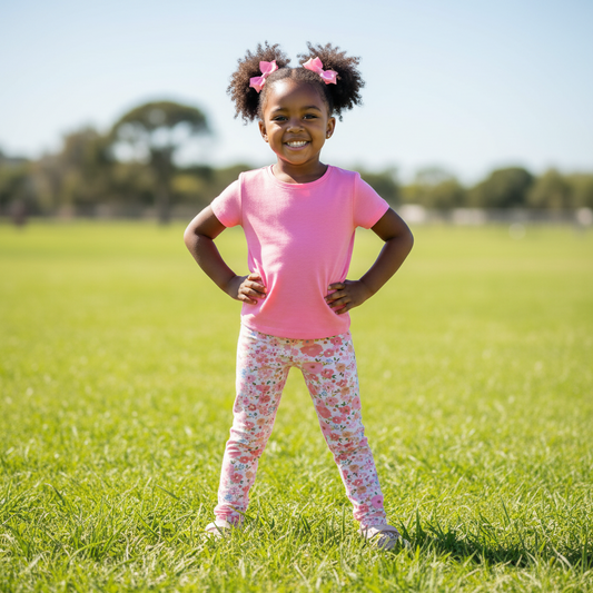 Pink and white flowere tights for girls
