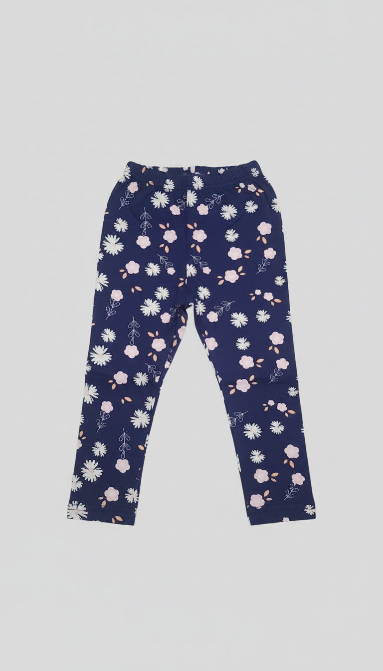 Navy blue floral pattern tights