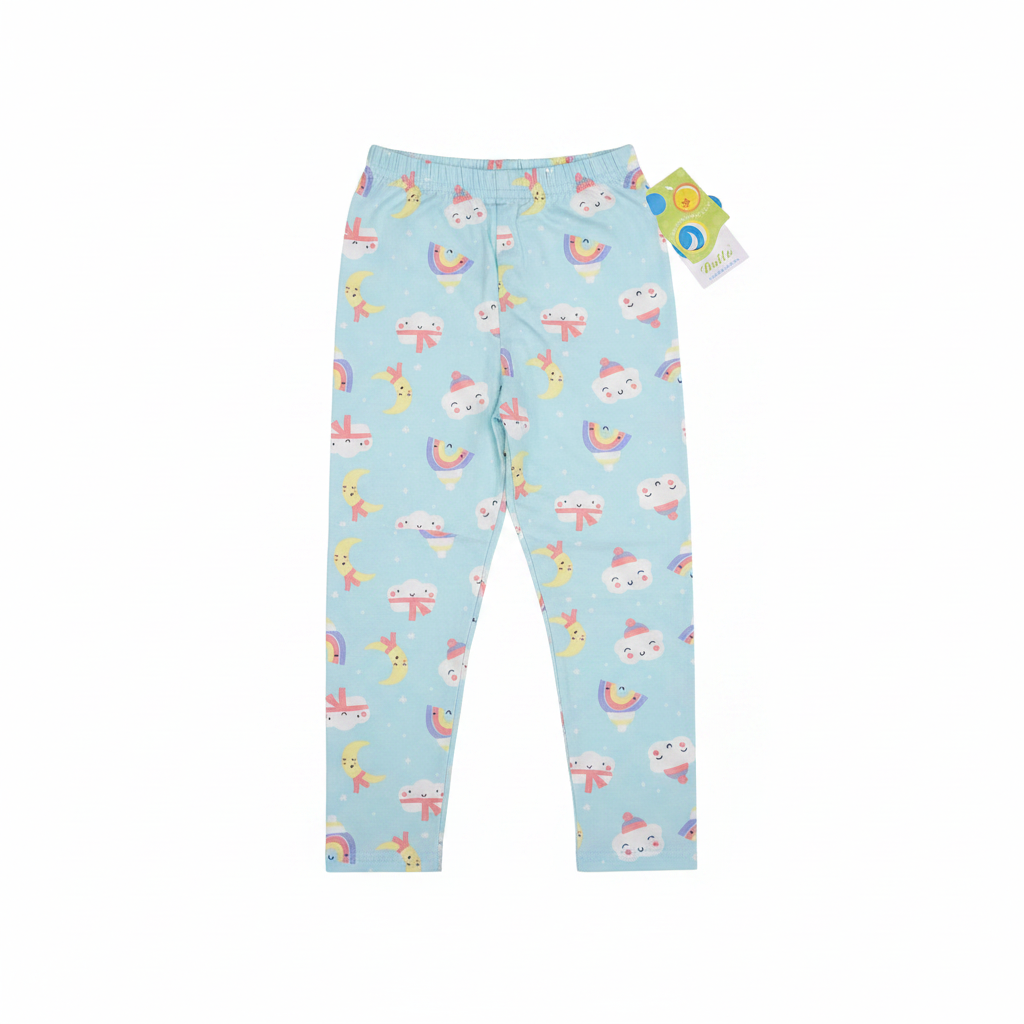Mint green rainbow  tights for girls