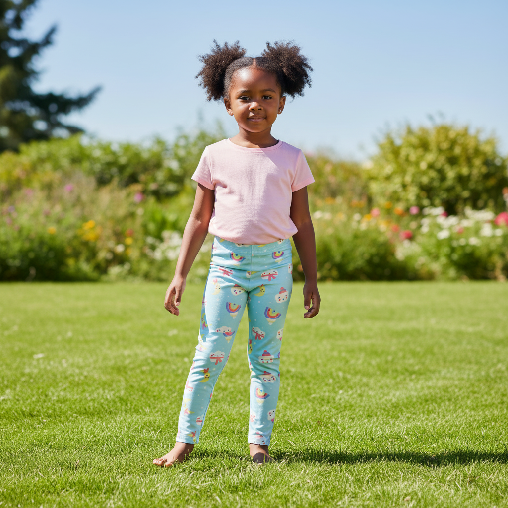 Mint green rainbow  tights for girls