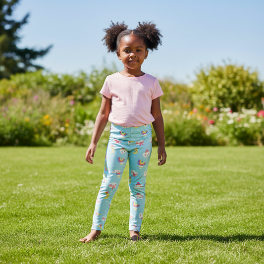 Mint green rainbow  tights for girls