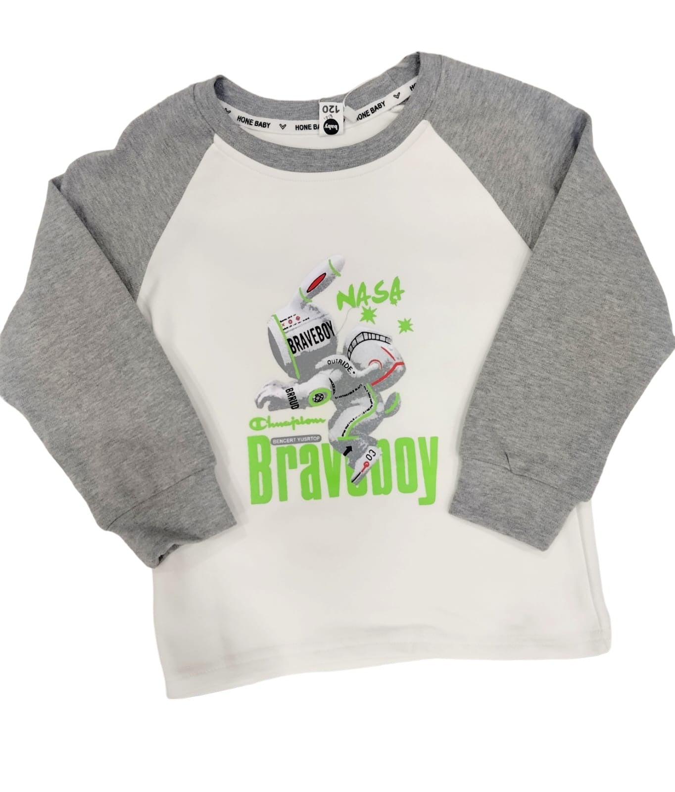 White Grey Boys Long Sleeve T-Shirts