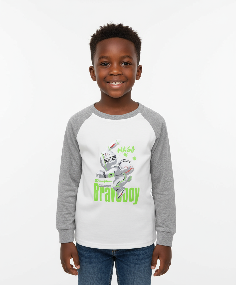 Brave Boy NASA Boys’ Long Sleeve T-Shirts | 100% Cotton | Size 110