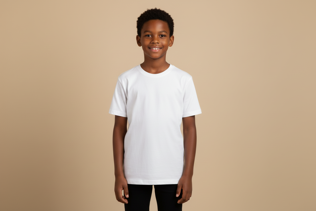 Kids Plain Cotton T-Shirts | Sizes M–XXL | White, Black & Yellow Tees