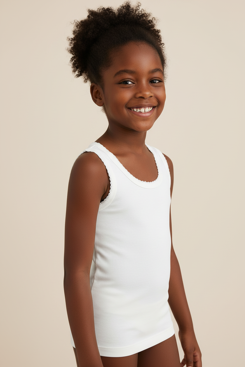 Yarrison 3-Pack Pure Cotton Girls  Vests | Ages 3–4 , 7–8,5-6 years,  11-12yrs  | Soft & Breathable