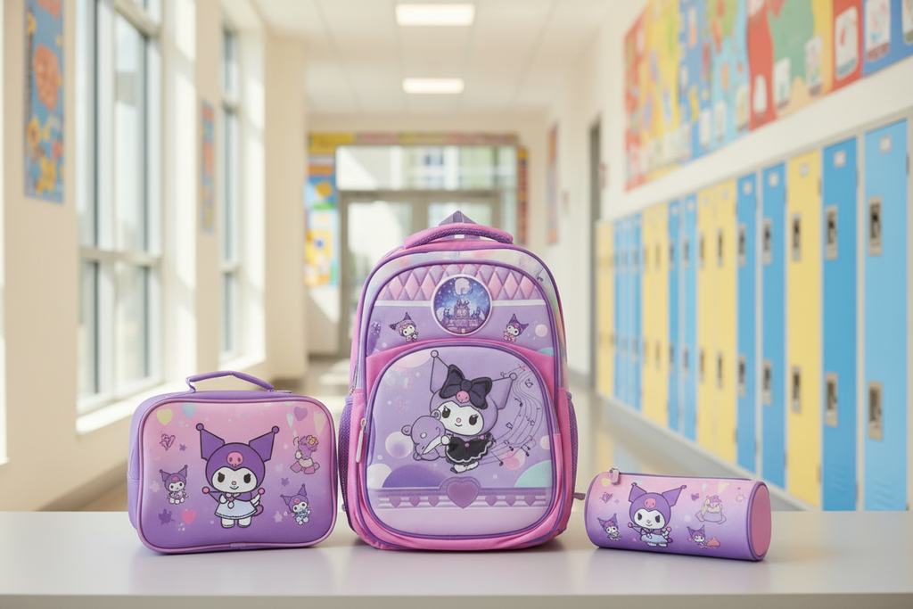 New Music Cat Themed 3-Piece School Bag Set for Kids | Cute & Waterproof Backpack