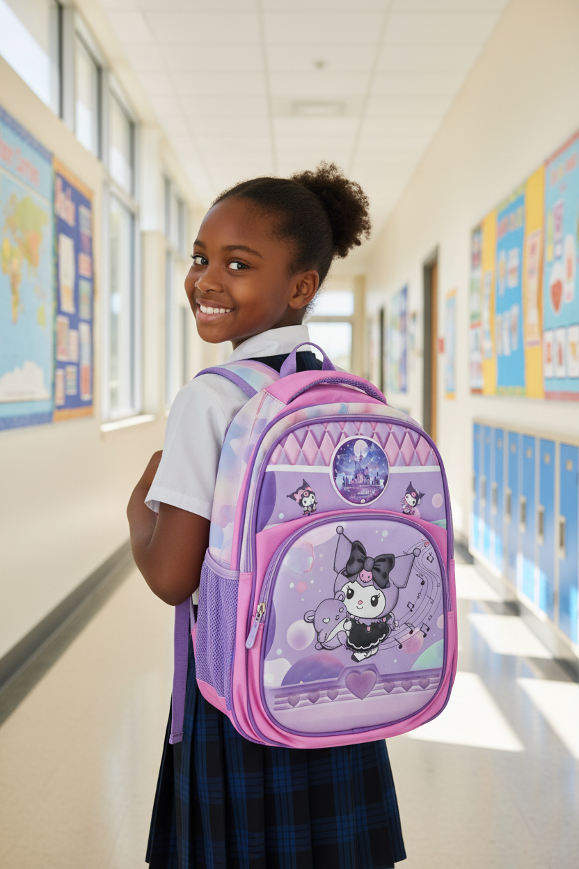 New Music Cat Themed 3-Piece School Bag Set for Kids | Cute & Waterproof Backpack