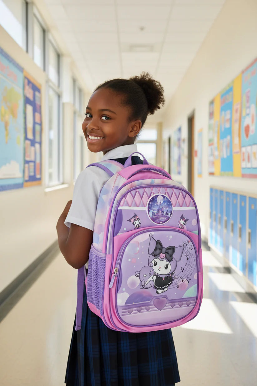 New Music Cat Themed 3-Piece School Bag Set for Kids | Cute & Waterproof Backpack