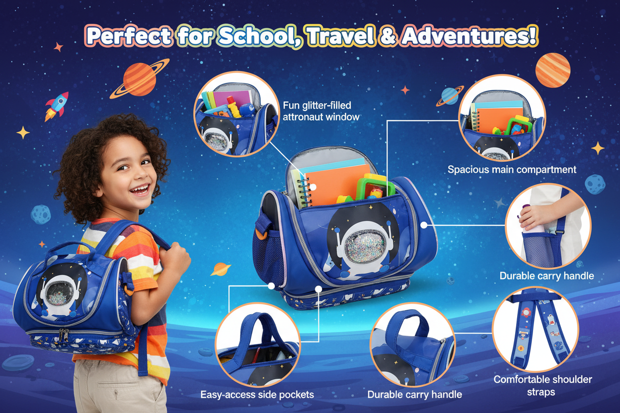 Space-Themed Lunch Bag for Kids | Durable & Spacious Lunch Carrier