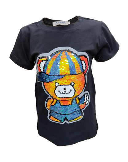 Teddy Bear Themed Boys Sequin T-shirts