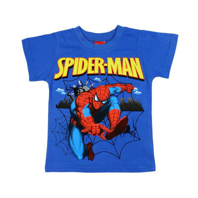  Blue Spider-Man themed t-shirt front side