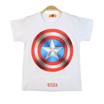 White Captain America themed boys t-shirt