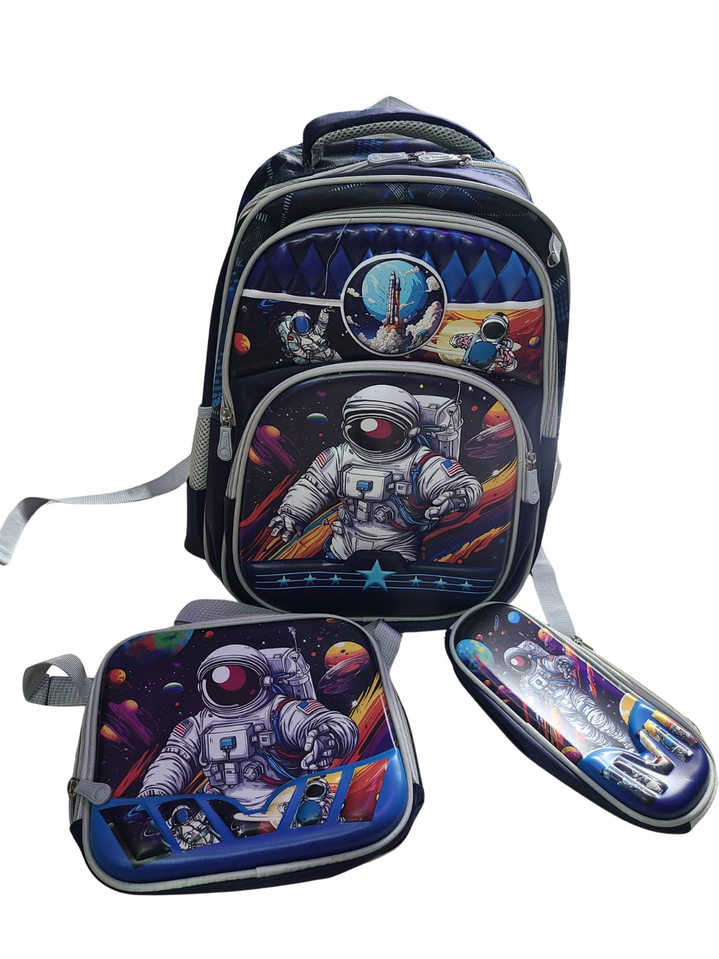New Space-Themed 3-Piece School Bag Set for Kids | Durable & Waterproof Backpack
