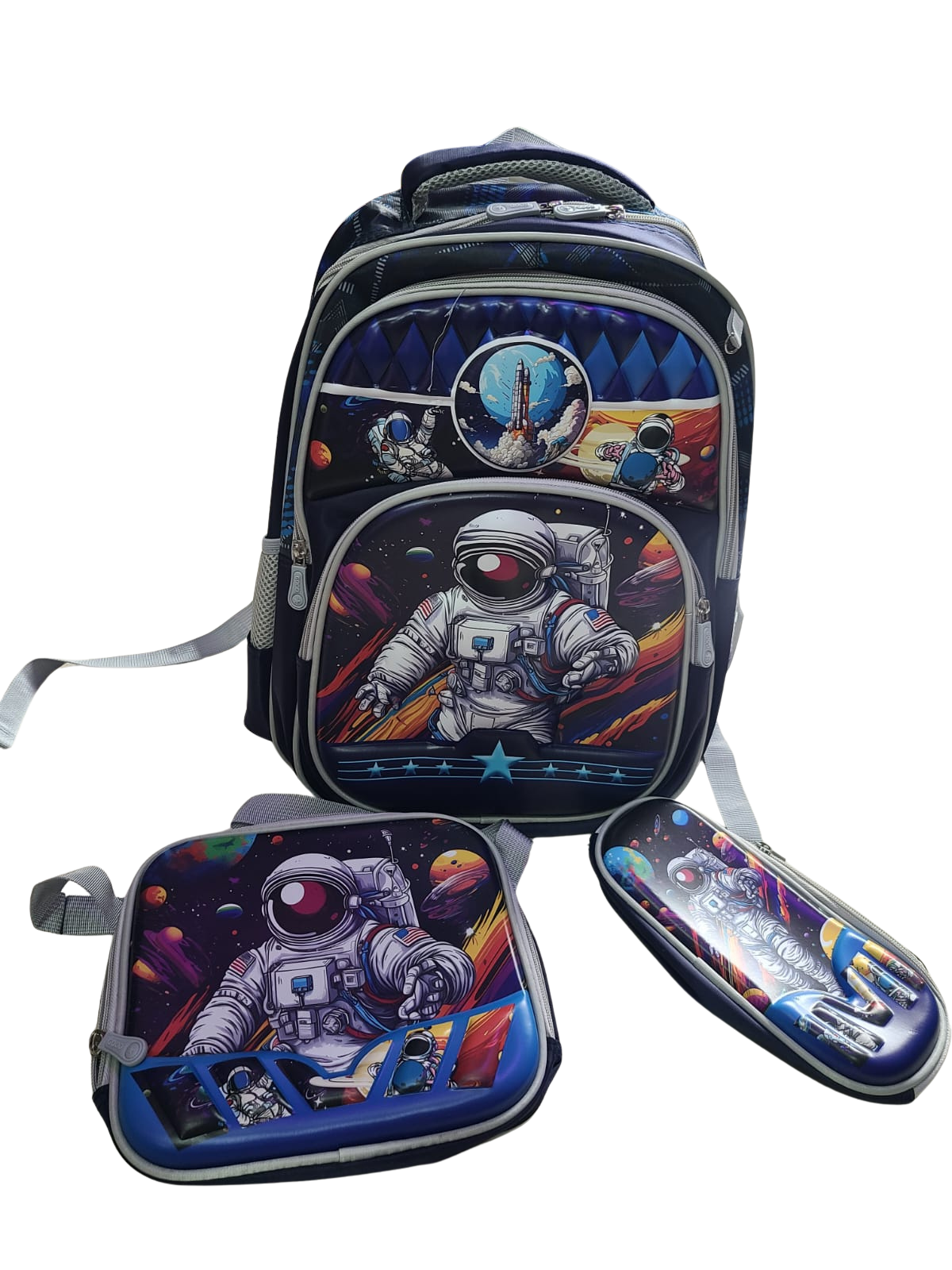 New Space-Themed 3-Piece School Bag Set for Kids | Durable & Waterproof Backpack