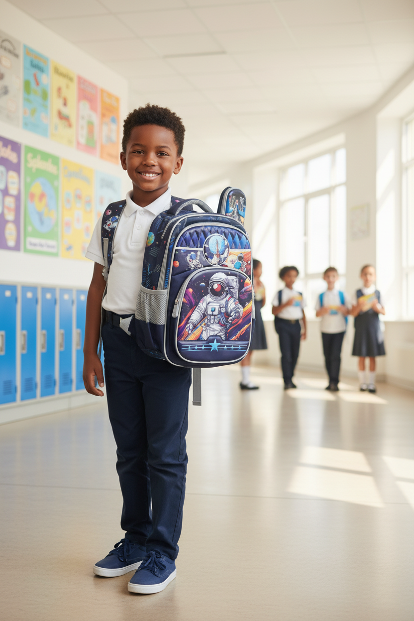 New Space-Themed 3-Piece School Bag Set for Kids | Durable & Waterproof Backpack