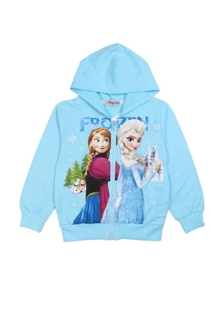 blue frozen themed girls jacket front side