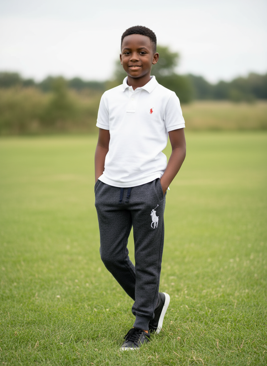 Grey Polo Sweatpants | Unisex | Sizes 120-170 | Comfortable & Durable