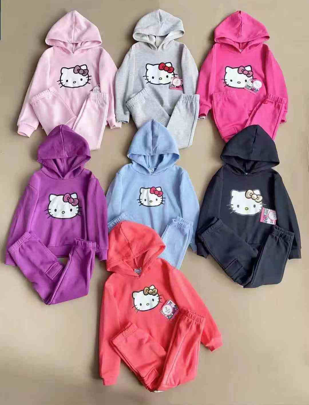 High Quality Hello Kitty Kids Tracksuit  | Grey, Pink & Purple | Age: 12M–12Y