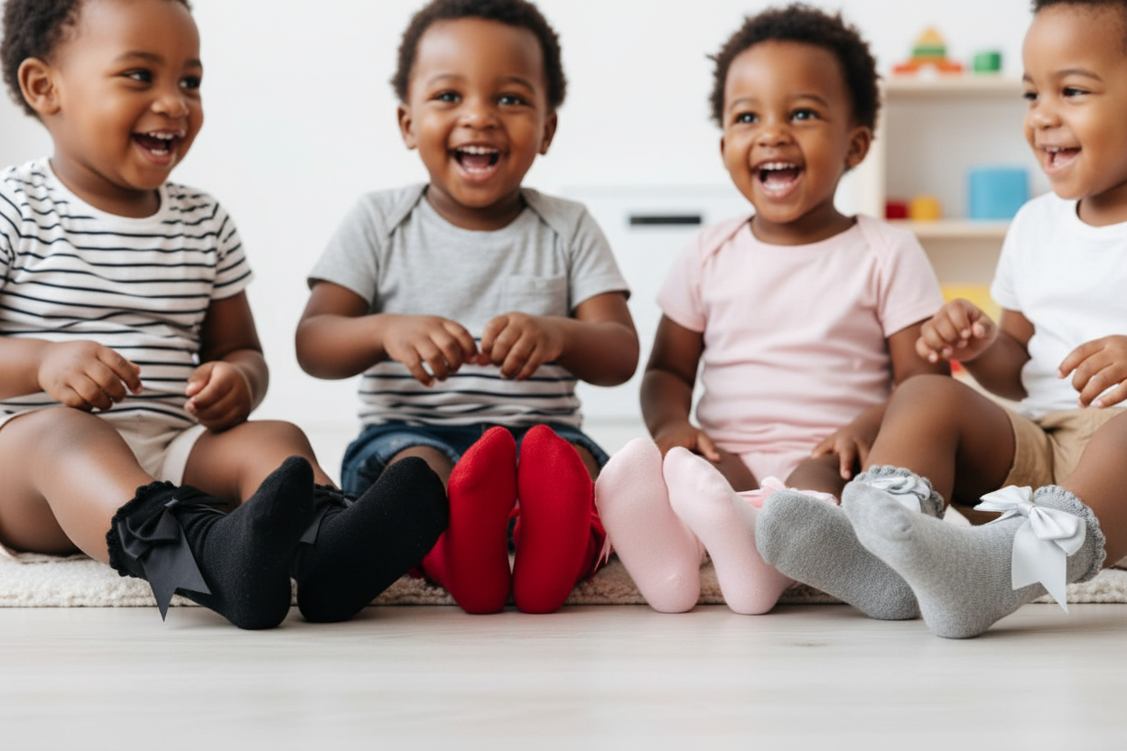 Girls’ Socks with Ribbon | Elegant & Comfortable | Sizes Small–Medium