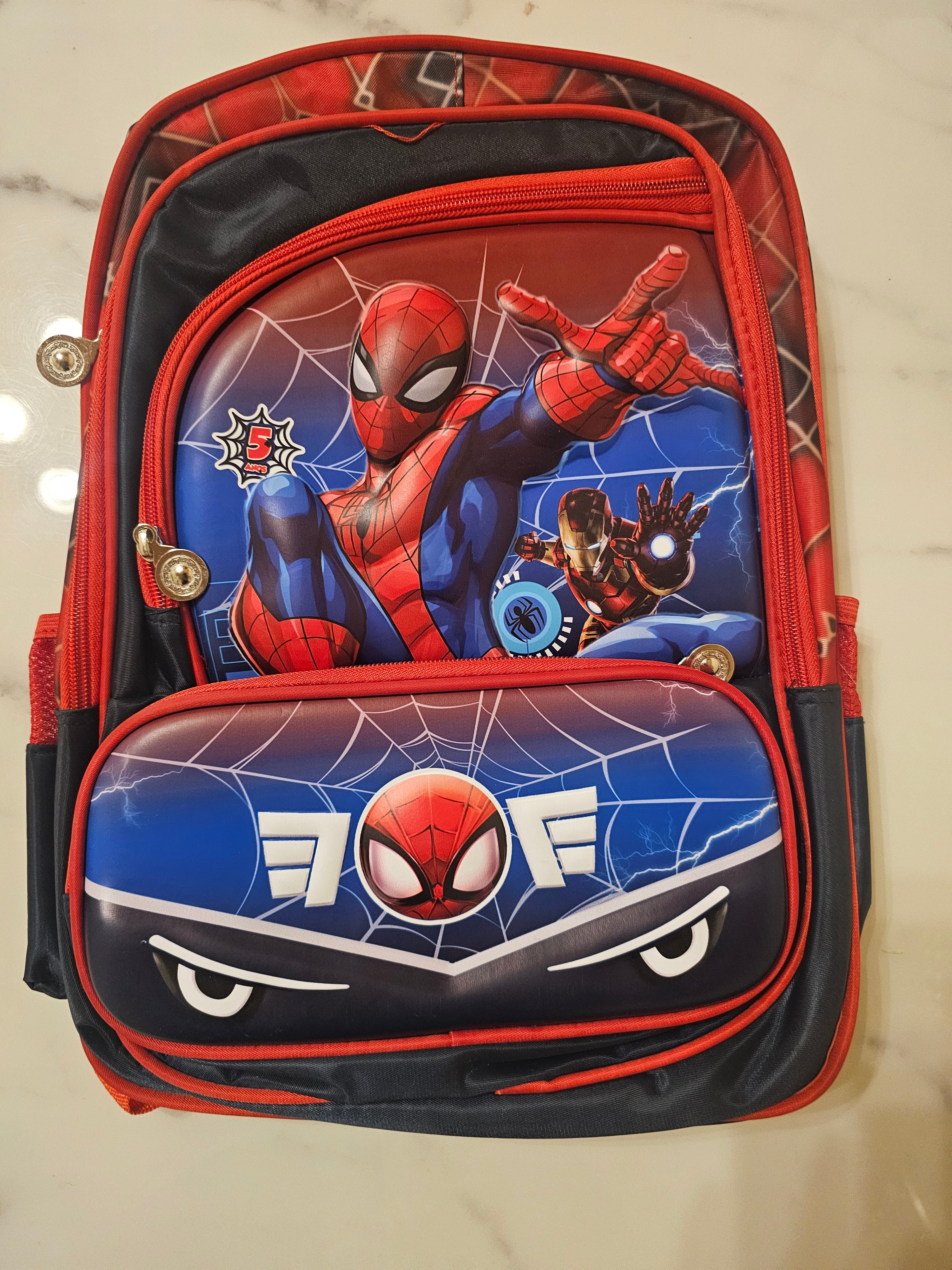 Spider-Man School Bag for Boys – Blue Waterproof Backpack