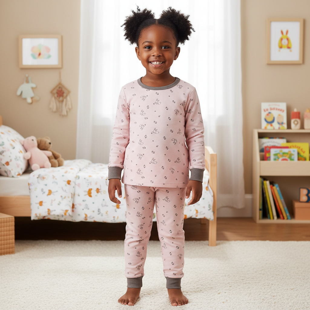 Soft pink rabbit pajama for girls ages 24 months to 10 years