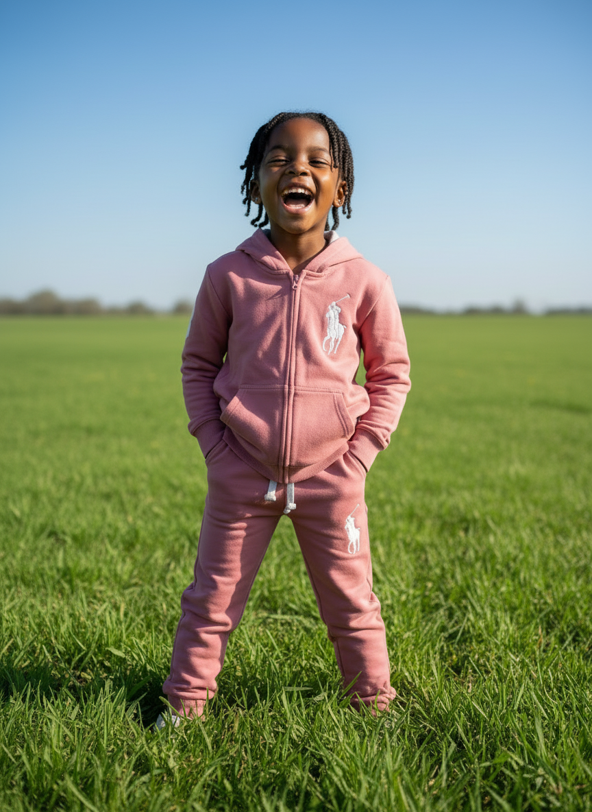 Polo Kids Quality Tracksuit | Pink, Grey & Blue | From 6yrs - 15yrs