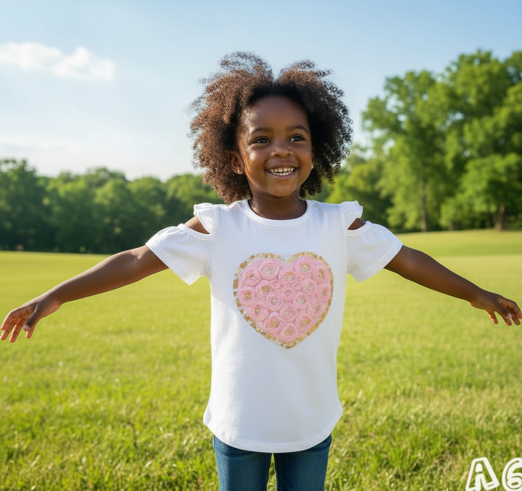 Girls funky t-shirt with live heart