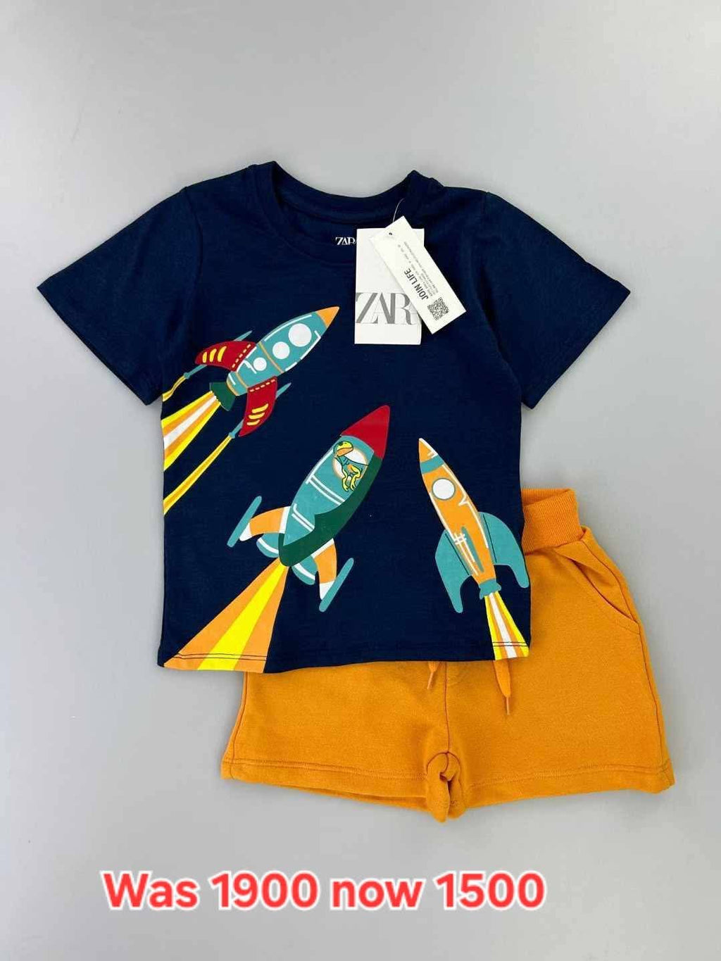 Rocket Orange & Blue Kids Short Set | Sizes 2–10 Years